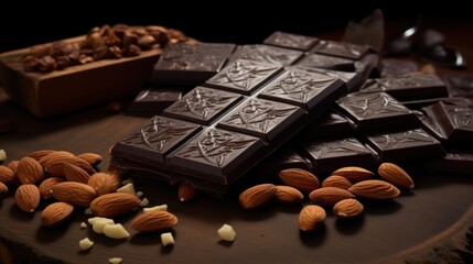 chocolate bars sprinkled with sea salt, almonds, and hazelnuts 