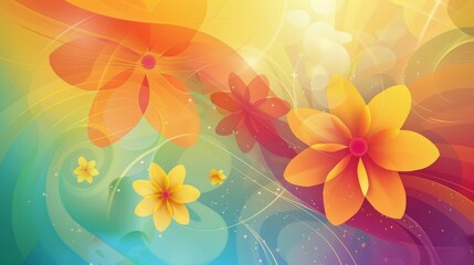 Colorful Floral Background With Flowers and Swirls