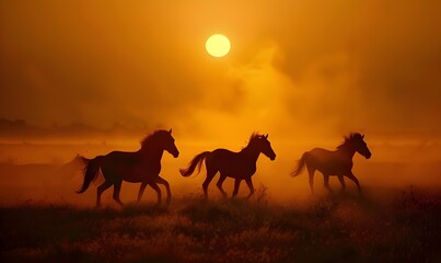 Horses in Sunset