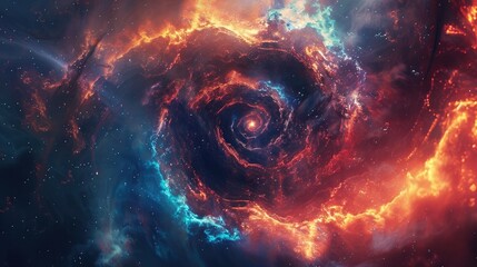 A mesmerizing swirl of colors and light, reminiscent of a nebula in deep space.
