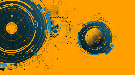 Futuristic hud interface circles yellow and blue vector image