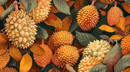 87. Tribal and ethnic art-inspired durian illustrations, incorporating traditional motifs and patterns from indigenous cultures around the world, with symbolic meanings and cultural significance