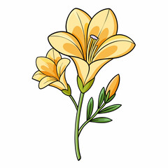 Freesia flower cartoon style Icon Vector clipart Illustration