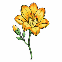 Freesia flower cartoon style Icon Vector clipart Illustration
