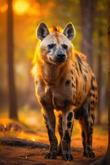Fototapeta premium Hyena in Sunset forest, Professional wildlife photography