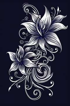 White Flower on Black Background