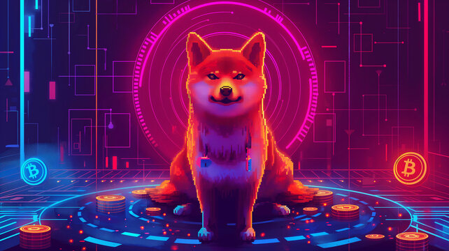 Shiba dogecoin background bitcoin atmosphere neon light