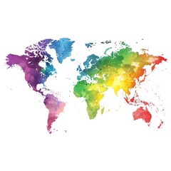 LGBTQ concept rainbow world map, detailed and inclusive illustration on a white background
