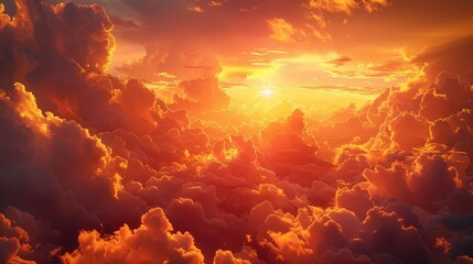 Generate a visual narrative of a sunset cloudscape