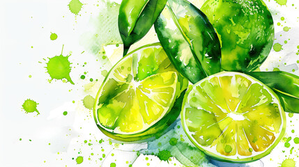 watercolor_lime_on_white_background