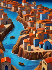 Cabo Verde Cubism Country Landscape Illustration Art	