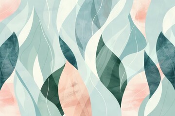 pattern illustration of green different leaves and plants, minimal shapes on isolated white background, abstract composition for varoius eco projects design