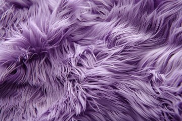 Fototapeta premium Purple fur background. Surface wool texture. Copy space for text. Textured violet furry coat closeup. Abstract pattern. Animal hair wallpaper. Shiny faux fluffy backdrop. Furry ground. Sheepskin rug