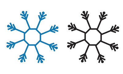 Set blue snowflake icons collection isolated on white background. Vector illustration. EPS 10/AI