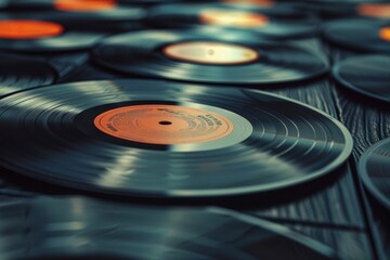 Music retro vinyl records background