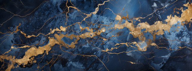 Luxurious marble texture with golden veins mixed blue