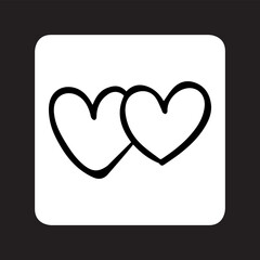 Heart icon vector. Love logo design. Heart vector icon illustration in square isolated on black background