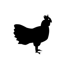 Hen black icone silhouette vector on a white background .Chicken silhouette. Bird element illustration