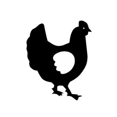 Hen black icone silhouette vector on a white background .Chicken silhouette. Bird element illustration