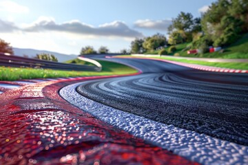 Racing track road surface close up