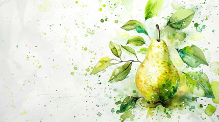 watercolor_pear_on_white_background