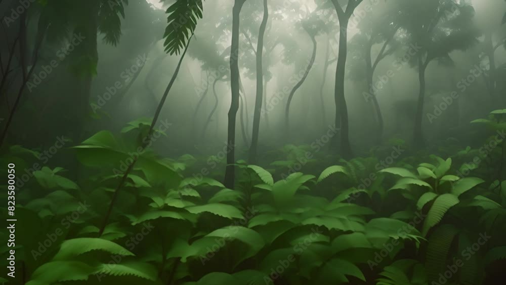 Poster dense green forest with abundance of trees generative ai