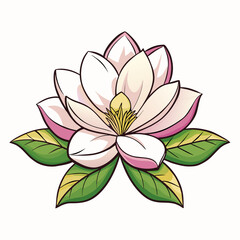 Magnolia flower cartoon style Icon Vector clipart Illustration