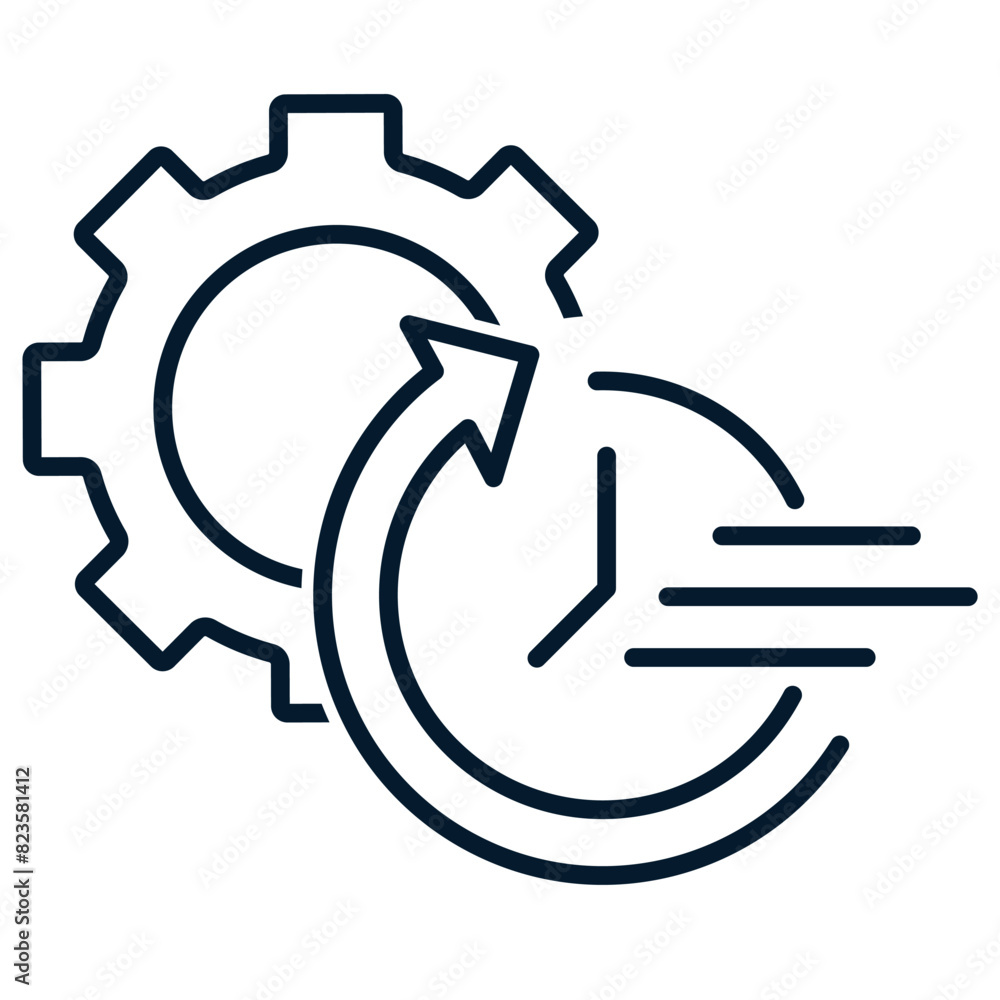 Poster the concept of productivity and efficiency. vector linear icon isolated on white background.