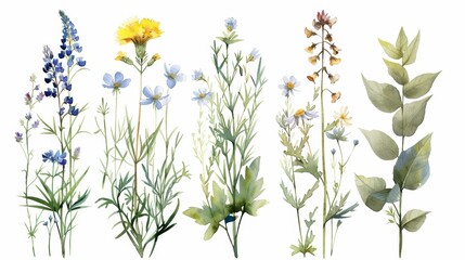 Fototapeta na wymiar A beautiful watercolor painting of wildflowers. The perfect gift for any occasion.