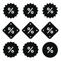 set of offer coupon black vector icon