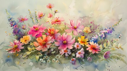 A beautiful watercolor painting of a bouquet of flowers. The perfect gift for any occasion!