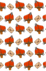 Pattern of Red Mail/post box and brown envelope