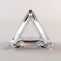 Clear triangular glass prism on a light background.