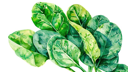 Obraz premium watercolor_spinach_the_white_background