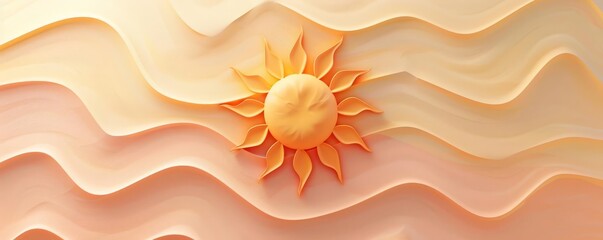 Rising sun in cancer journey flat design top view, inspirational theme, 3D render, color scheme