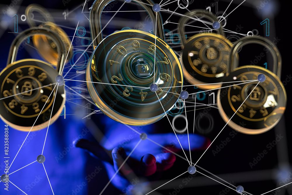 Poster certified guarantee approval or secure access system concept,