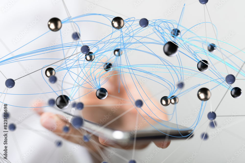 Poster conference digital network and data concept 3d