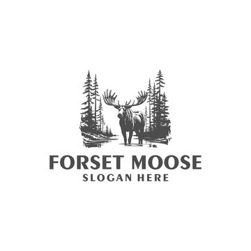 Forest moose logo vector illustration