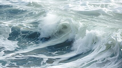 Naklejka premium Close-up of circular waves forming in the sea, raw and powerful, foam and spray visible, turbulent water