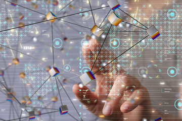 Abstract network of physical devices on the Internet using a network connection with statistics...