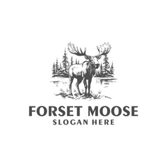 Forest moose logo vector illustration