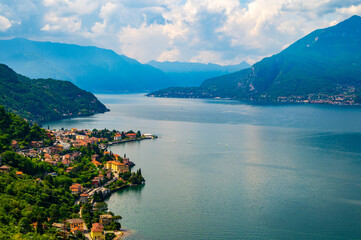 Panorama of Lake Como, with Tremezzina, Menaggio, Bellano, photographed from the village of Verginate.