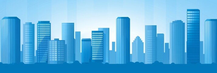 Obraz premium Modern minimalist cityscape vector art clean geometric buildings in bright daylight