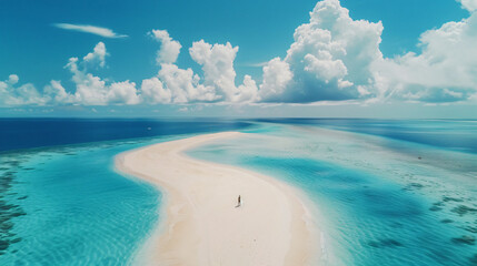 Summer background for vacation. Beautiful sandbar in t