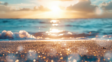 Summer background image of tropical beach with blurred