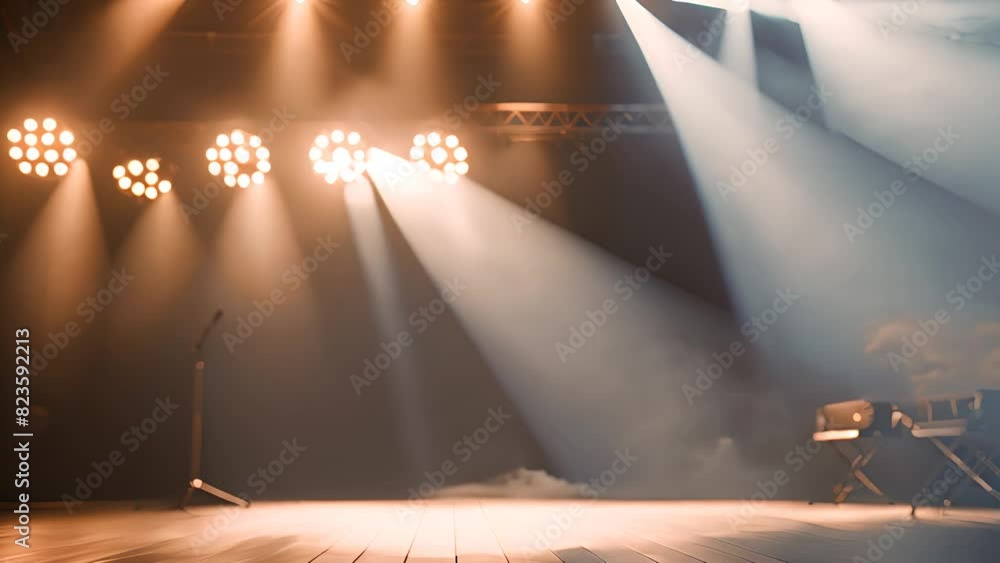 Aufkleber stage illuminated with lights generative ai