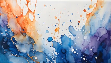 watercolor drops splashed on white background