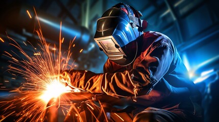 Fototapeta premium welder working on a plant