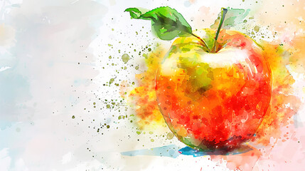 watercolor_apple_on_white_background