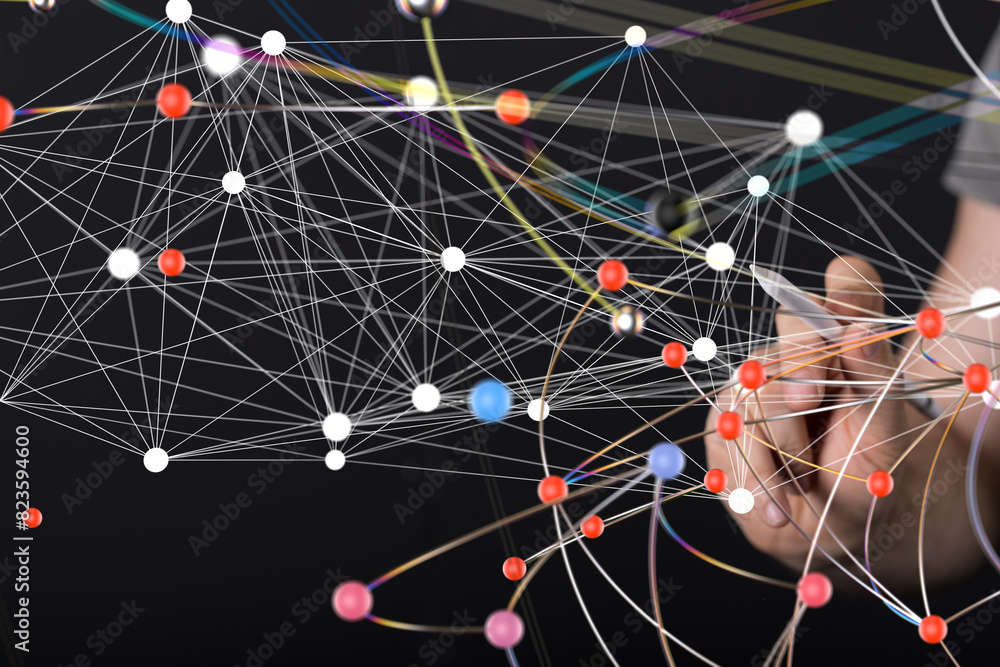Poster conference digital network and data concept 3d - 3d
